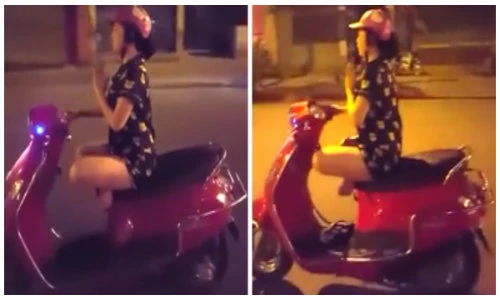 Hãi hùng thiếu nữ vừa khoanh chân niệm phật vừa lái xe