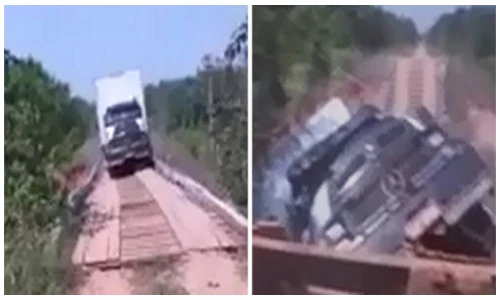 Xe tải liều lĩnh qua cầu gỗ và cái kết chết chóc