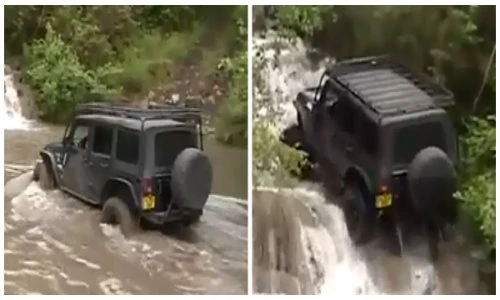 Xe Jeep băng hồ, leo thác nước tài tình