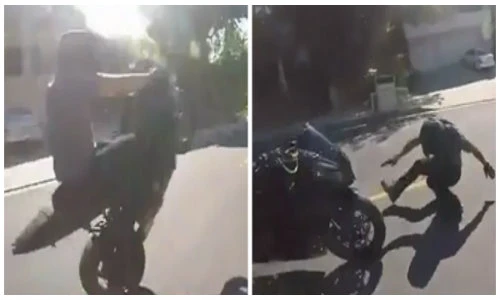 Trổ tài bốc đầu, quái xế gặp tai nạn thảm khốc