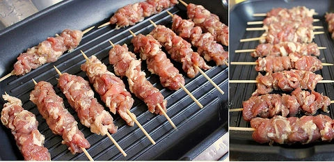 Cách xiên thịt hàng loạt nhanh, đều cực sáng tạo