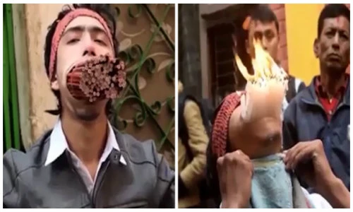 Kinh ngạc chàng thiếu niên ngậm 138 chiếc bút chì trong miệng