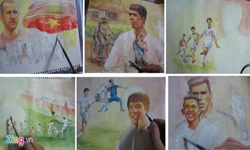 Bộ tranh vẽ cổ động U19 Việt Nam của họa sĩ 8X