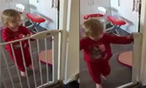 Màn tẩu thoát thông minh của cô bé 2 tuổi khỏi cửa sắt