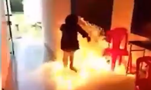 Thách đố trên Facebook, nữ sinh Khánh Hòa mang xăng đốt trường