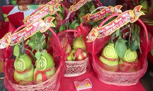 Bưởi hồ lô, dưa hấu thỏi vàng khan hiếm dịp Tết