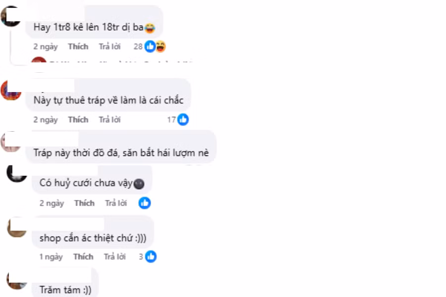 Bên cạnh đó, nhiều người cũng nghi ngờ về tính chân thật của câu chuyện được đăng tải, thông thường theo tục lệ ở một số nơi, đây có thể là tráp cưới sau khi được nhà gái lấy đồ bớt và gửi lại cho nhà trai, nhưng lại được chụp lên nhằm mục đích "câu view".