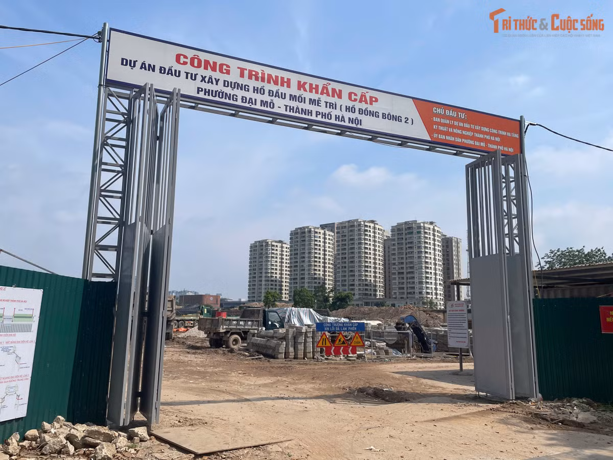 Ghi nhận thực tế vào những ngày giữa tháng 5/2026, dự án hồ đầu mối Mễ Trì (Đồng Bông 2) đang bước vào giai đoạn thi công cao điểm.