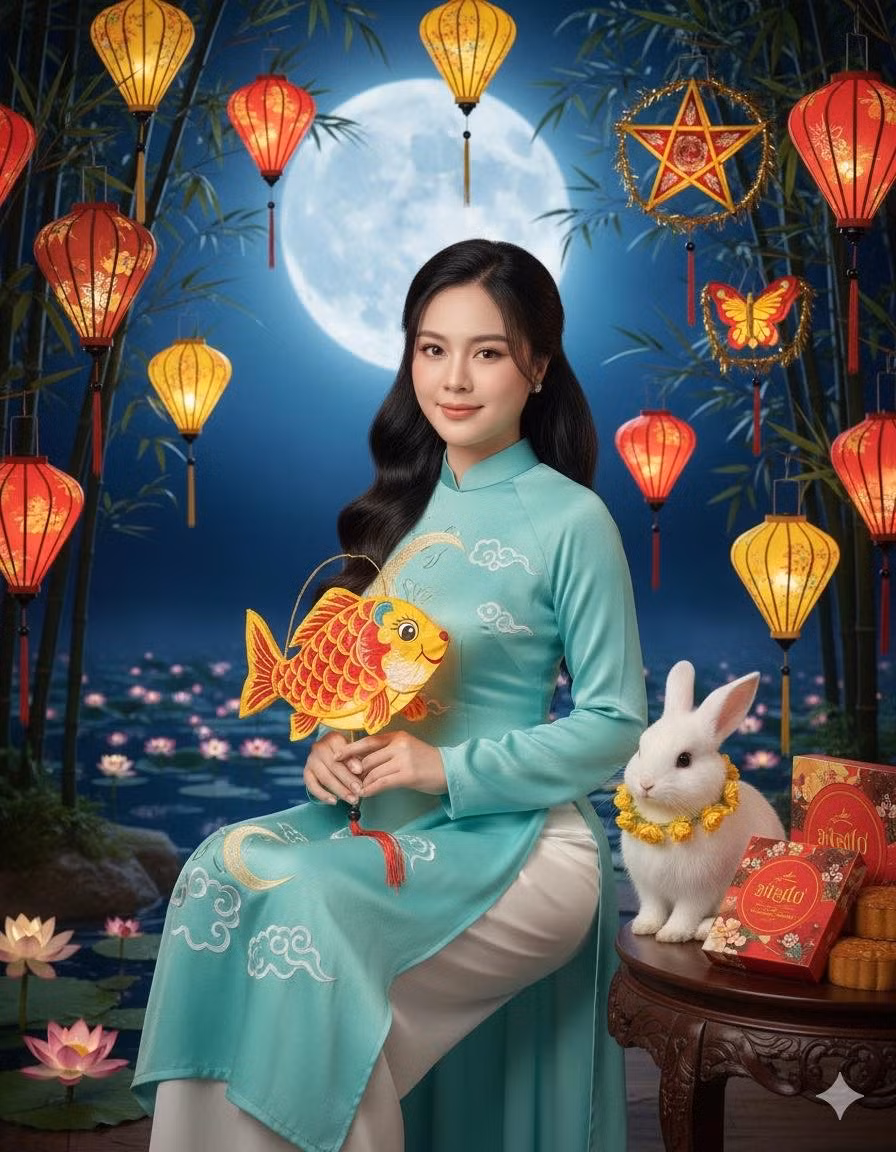 Nhiều người, đặc biệt là giới trẻ và các bà mẹ bỉm sữa, đang áp dụng các công cụ AI để tự biến mình thành "Chị Hằng" hoặc các nhân vật cổ trang, truyền thống khác. (Ảnh: FBNV)