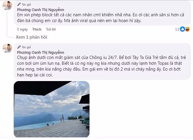 Đáng chú ý, hot girl này còn chia sẻ thêm về hậu trường bộ ảnh, khẳng định việc mình chụp ảnh hoàn toàn có sự đồng ý và giám sát của "chồng iu". (Ảnh: FBNV)