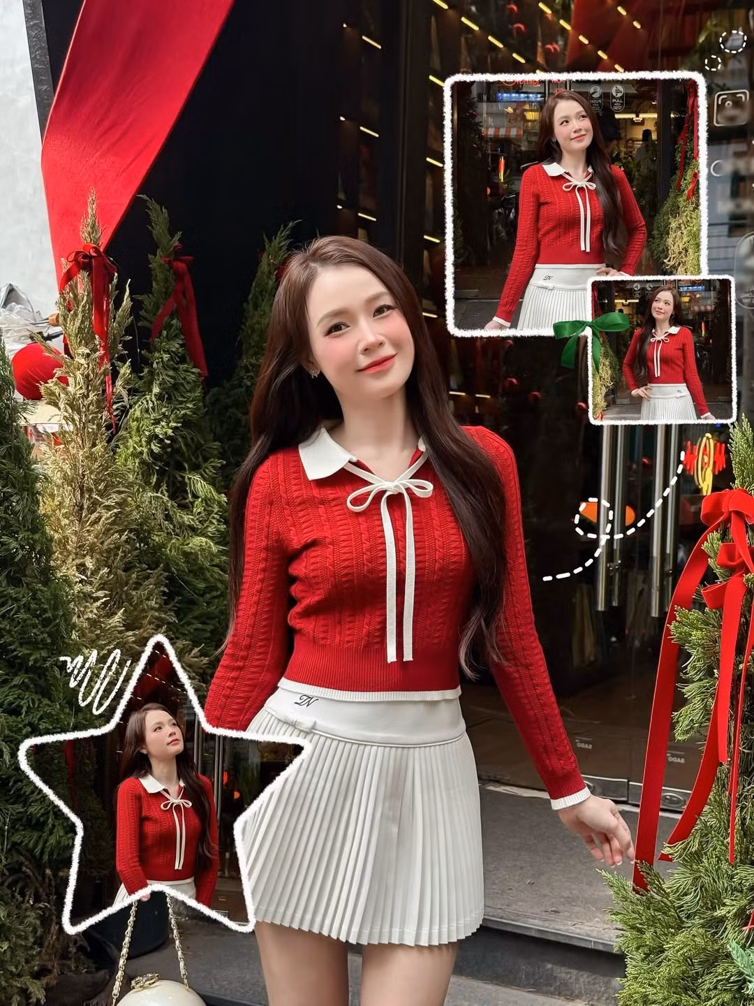 Trong bộ ảnh vừa chia sẻ, Sam chọn trang phục có tông màu đỏ và trắng kinh điển, đặc trưng của mùa Noel. (Ảnh: IGNV)