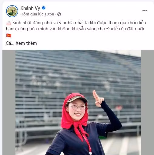 Trên trang cá nhân, nữ MC VTV đã đăng tải hình ảnh rạng rỡ của mình trong bộ trang phục tập luyện. (Ảnh: FBNV)