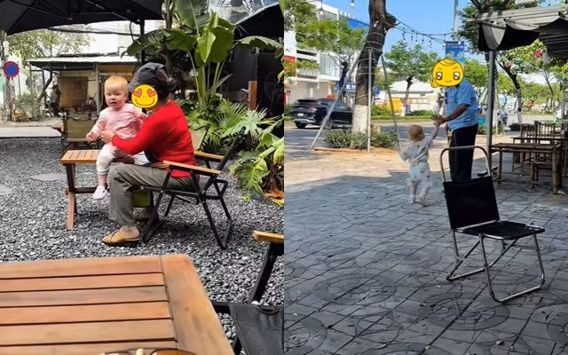 Trong nhiều đoạn video được bố đăng tải, Ê Phở khiến người xem phải bật cười với khả năng giao tiếp và làm quen "thượng thừa". Khi đi cafe cùng bố, cô bé nhanh chóng được cô chú làm ở quán cafe bế bổng, chuyện trò vui vẻ.