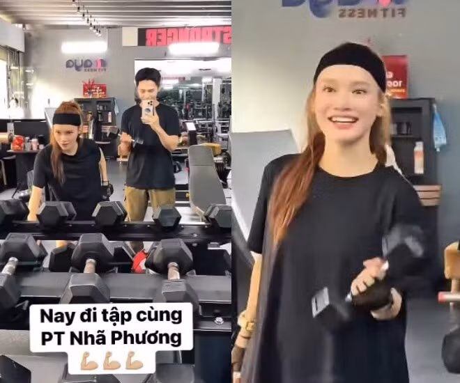 Mới đây, Nhã Phương gây chú ý với hình ảnh trong phòng gym. Theo đó, dù đang bầu bí ở tháng thứ 6 nhưng nữ diễn viên vẫn giữ thói quen tập gym khiến nhiều khán giản khá bất ngờ. Trong hình, bà xã Trường Giang diện trang phục giấu dáng có phom rộng, thoải mái màu đen. (Ảnh: Tổng hợp)
