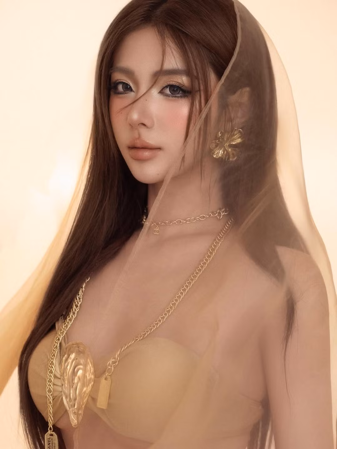 Mới đây trên trang cá nhân, cô nàng xuất hiện với tạo hình "nữ thần Ai Cập" bí ẩn và quyến rũ. Trong trang phục màu vàng đồng lấp lánh, Hằng Phan toát lên vẻ đẹp kiêu sa, quyền quý.