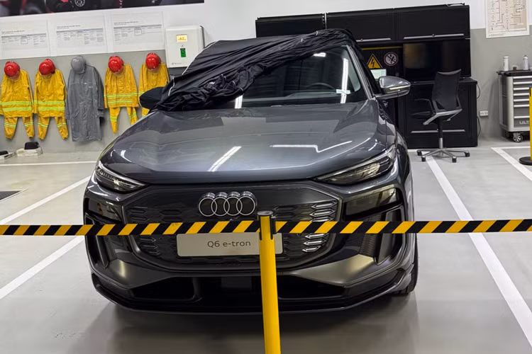 Mẫu xe này được trang bị bộ mâm 21 inch theo thông tin từ Audi Việt Nam.Bên trong khoang lái, Q6 e-tron gây ấn tượng mạnh với hệ thống ba màn hình lớn: bảng đồng hồ kỹ thuật số 11,9 inch, màn hình trung tâm cảm ứng 14,5 inch và màn hình phụ dành cho hành khách phía trước kích thước 10,9 inch.