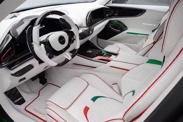 Bước vào bên trong, chủ đề Tricolore được tái diễn một lần nữa. Tông màu chủ đạo là trắng và da đục lỗ với điểm nhấn là đường viền xanh - trắng - đỏ được bố trí quanh nội thất, với các thiết kế bất đối xứng để giữ motif lá cờ.