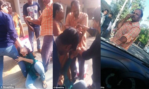 Dửng dưng đứng xem viên cảnh sát đánh con gái giữa đường