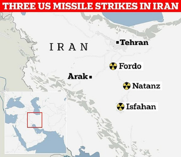 Mỹ đã tấn công 3 cơ sở hạt nhân quan trọng ở Iran. Ảnh: DM. iran1.png