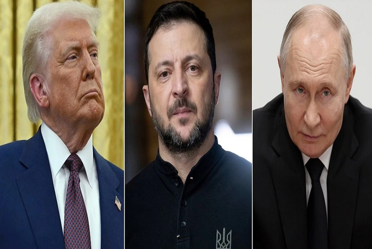 Từ trái sang: Tổng thống Trump, Tổng thống Zelensky và Tổng thống Putin. Ảnh: ABC. trump1.png