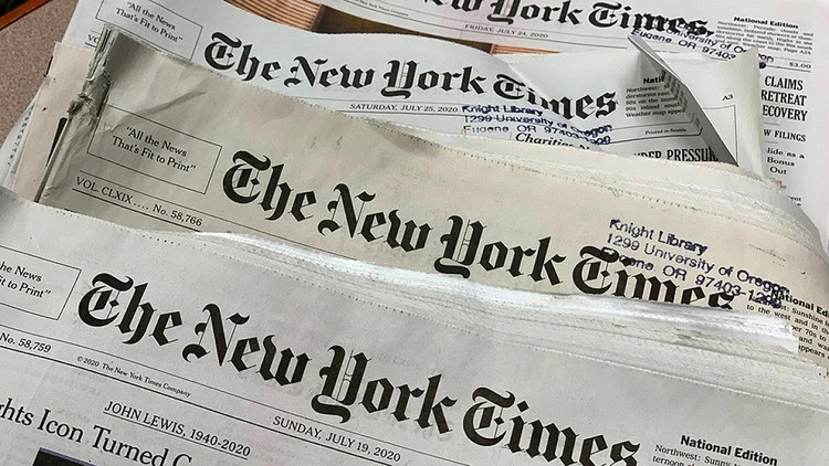 Tính đến năm 2022, The New York Times đạt 10 triệu thuê bao đăng ký trả tiền trên cả nền tảng in ấn và kỹ thuật số. Ảnh: uoregon.edu. new.png