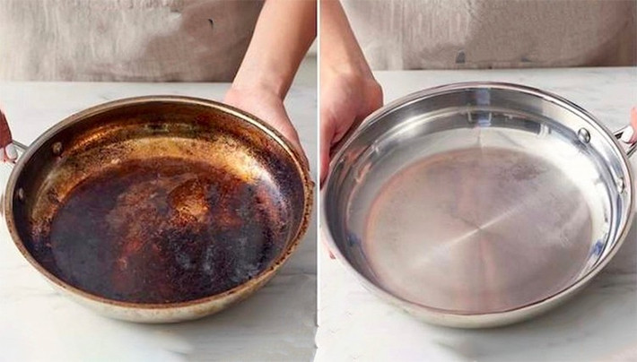 Không cần dùng hóa chất mạnh hay tốn thời gian cọ rửa, chỉ với vài nguyên liệu dễ tìm, bạn đã có thể “cứu nguy” chiếc nồi bị cháy một cách nhanh chóng. Những mẹo đơn giản này không chỉ giúp tiết kiệm chi phí mà còn góp phần bảo vệ môi trường và sức khỏe cho cả gia đình. Ảnh Cleanipedia