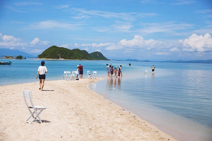 Nếu có dịp ghé qua thị trấn Vạn Giã – nơi khởi hành ra đảo Điệp Sơn, du khách đừng bỏ lỡ cơ hội thưởng thức những món đặc sản biển địa phương. Một bát cháo hàu nóng thơm béo sẽ là lựa chọn tuyệt vời để khởi động ngày mới hoặc kết thúc hành trình khám phá. Cá bóp nấu mẻ gây ấn tượng bởi vị chua thanh, lạ miệng, rất phù hợp trong những ngày nắng nóng. Sò huyết Vạn Giã nổi tiếng tươi ngon, nướng mỡ hành lên thơm lừng, vừa béo vừa đậm đà. Và nếu yêu thích hải sản hấp, đừng quên gọi món mực lá hấp gừng – thịt mềm, ngọt, vừa giữ trọn vị tươi vừa “bắt vị” đến lạ.