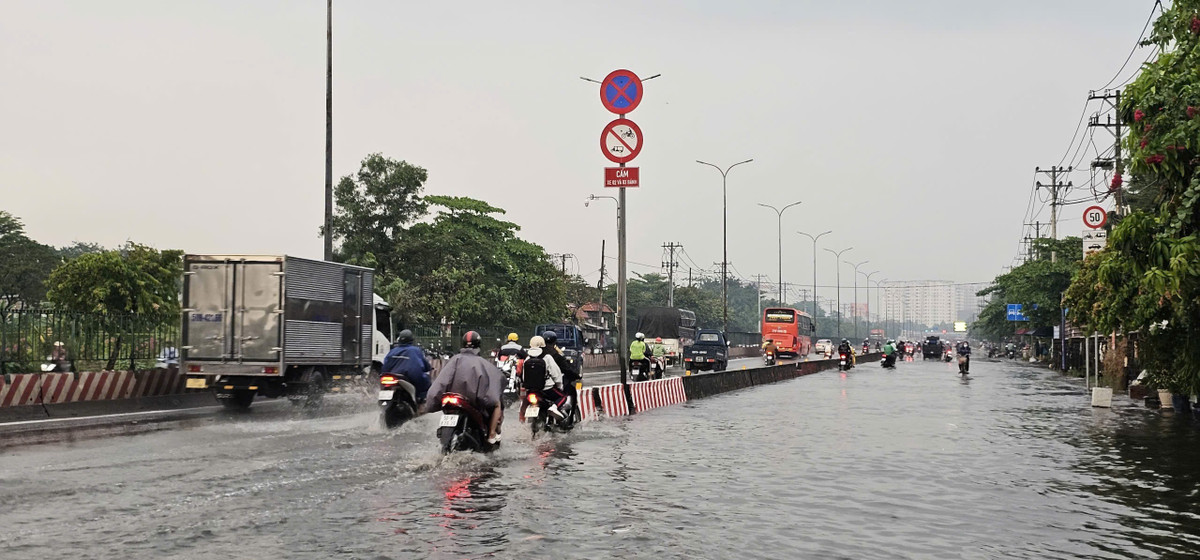 Nhiều tuyến đường bị ngập sâu như Đoàn Nguyễn Tuấn (xã Bình Chánh), đường số 54 và đặc biệt là đường Lê Đức Anh (phường An Lạc).