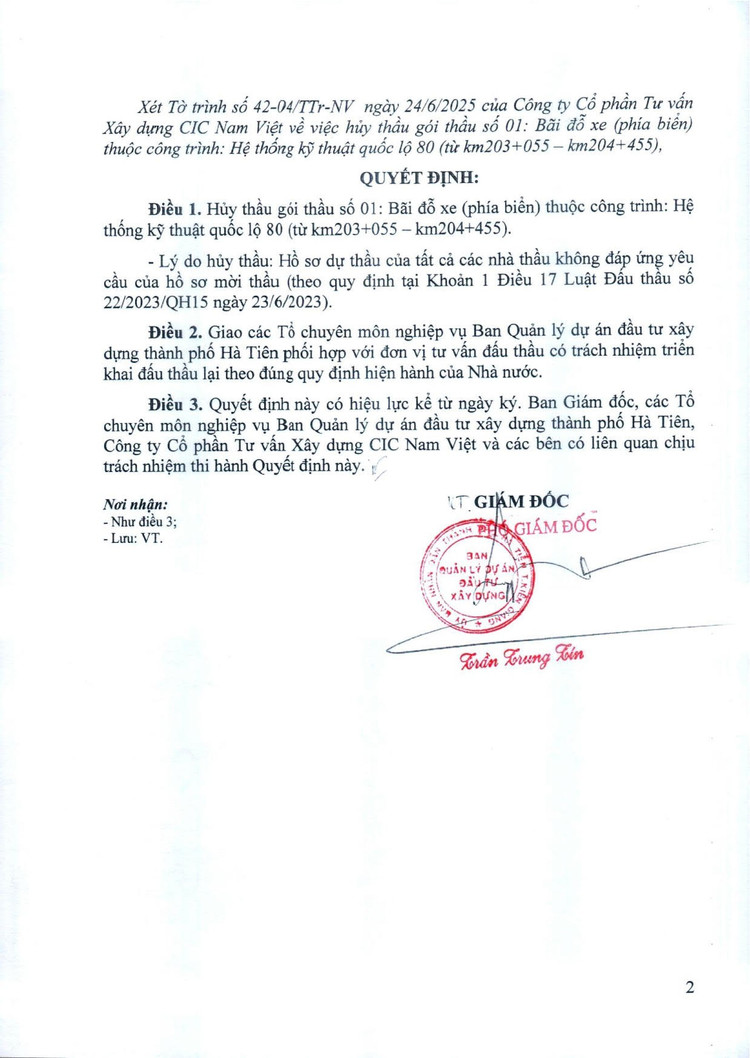 Trích Quyết định số 170/QĐ-BQL về việc phê duyệt hủy thầu gói thầu số 01 (Nguồn MSC) huy-thau-170-02.jpg