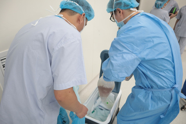 Tạng được lấy được cho vào thùng bảo quản - Ảnh BVCC hien-tang-57.jpg