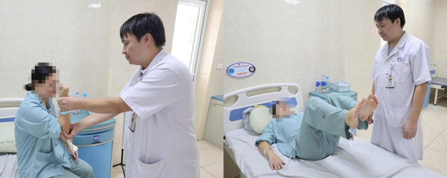 Người bệnh được ThS.BS. Tạ Văn Hải, Phó Trưởng khoa Điều trị Thần kinh – Đột quỵ bán cấp kiểm tra vận động sau điều trị - Ảnh BVCC viem-tuy-co-1.jpg