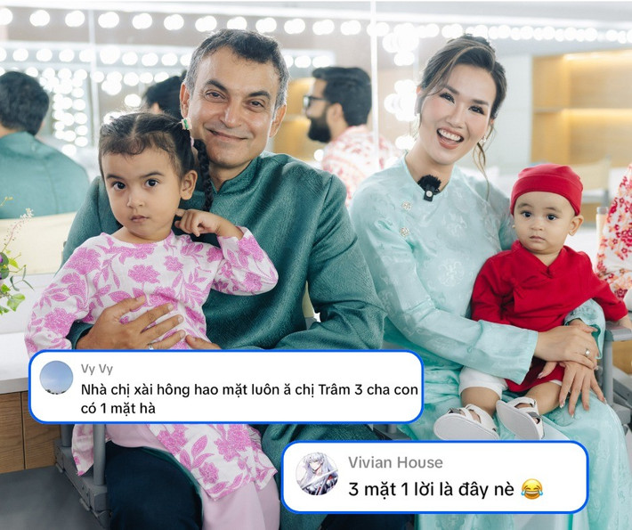 Chồng Ấn Độ đưa hai con đến xem Võ Hạ Trâm quay MV. Ảnh: FB Võ Hạ Trâm
