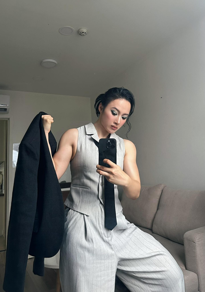 Diễn viên Angela Phương Trinh khoe cơ bắp "lực sĩ" khi diện đồ menswear. Ảnh: FB Nguyen Cao Ky Duyen
