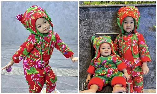 Đàm Thu Trang khoe hai con diện trang phục Tết đáng yêu