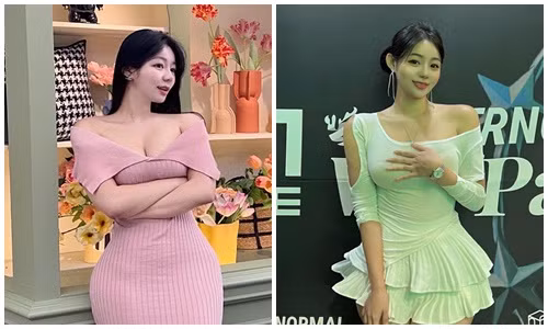 Hot girl Hàn Quốc mặc gợi cảm khoe vòng ngực trên một mét