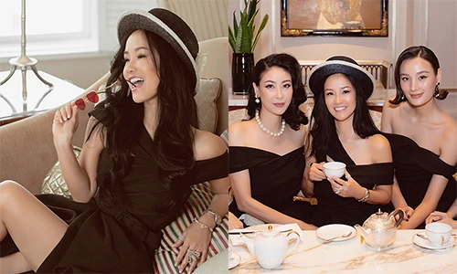 Diva Hồng Nhung mặc gợi cảm khi hội ngộ bạn bè