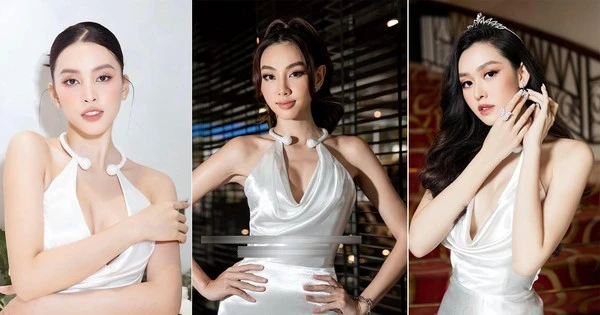 Hoa hậu Tiểu Vy khoe khéo vòng 1 với váy lụa