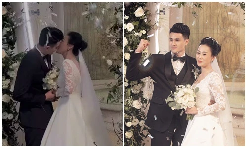 Vĩnh Thụy - Phương Oanh “Quỳnh búp bê” tình tứ khi mặc trang phục cưới