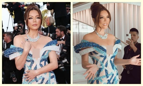 Lý Nhã Kỳ mặc hở bạo khoe vòng 1 size "khủng" tại Cannes 2022