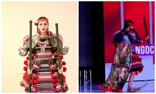 Thi quốc phục gặp sự cố, Ngọc Hằng xử lý thế nào?