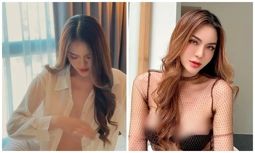 Hot girl diện áo sơ mi mỏng tang buông lơi, “quên nội y”