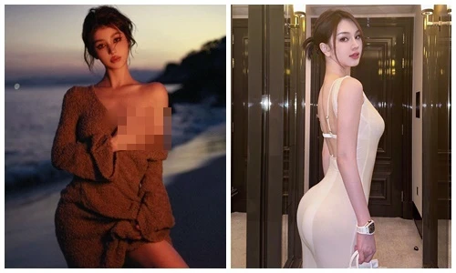 Hot girl kéo váy trễ nải, “quên nội y” tạo dáng trên biển