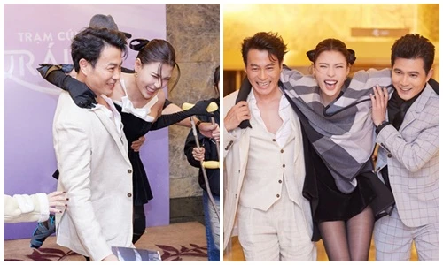 Bị thương ở chân, Thúy Diễm được dàn mỹ nam dìu tại sự kiện