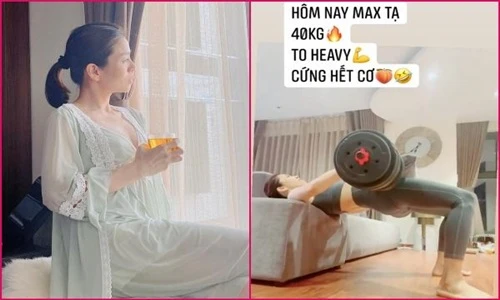 Nâng tạ bằng chỗ hiểm, Lệ Quyên lộ vóc dáng đuột như khúc gỗ