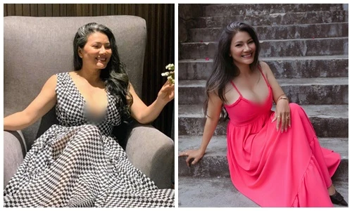 Kiều Trinh “Mùa len trâu” trễ nải vòng một với váy áo xẻ sâu