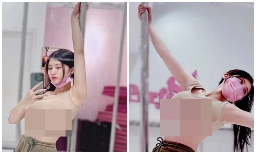 Ngượng đỏ mặt trước hot girl siêu vòng 1 hớ hênh khi múa cột