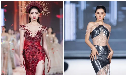Lương Thùy Linh - Tiểu Vy mặc gợi cảm, catwalk đẹp “thần sầu”