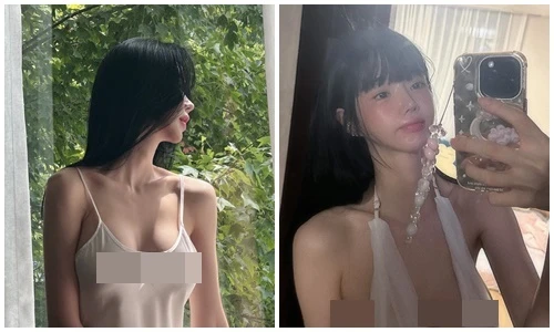 Hot girl hớ hênh khi mặc váy lụa mỏng, “quên” nội y