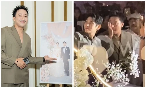 Trấn Thành bật khóc trong đám cưới Anh Đức