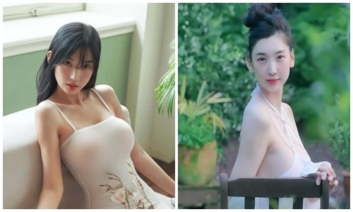 Hot girl xinh đẹp mặc đồ trắng mỏng tang khoe dáng chữ S 